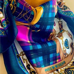 Traditional equestrian square scarf.